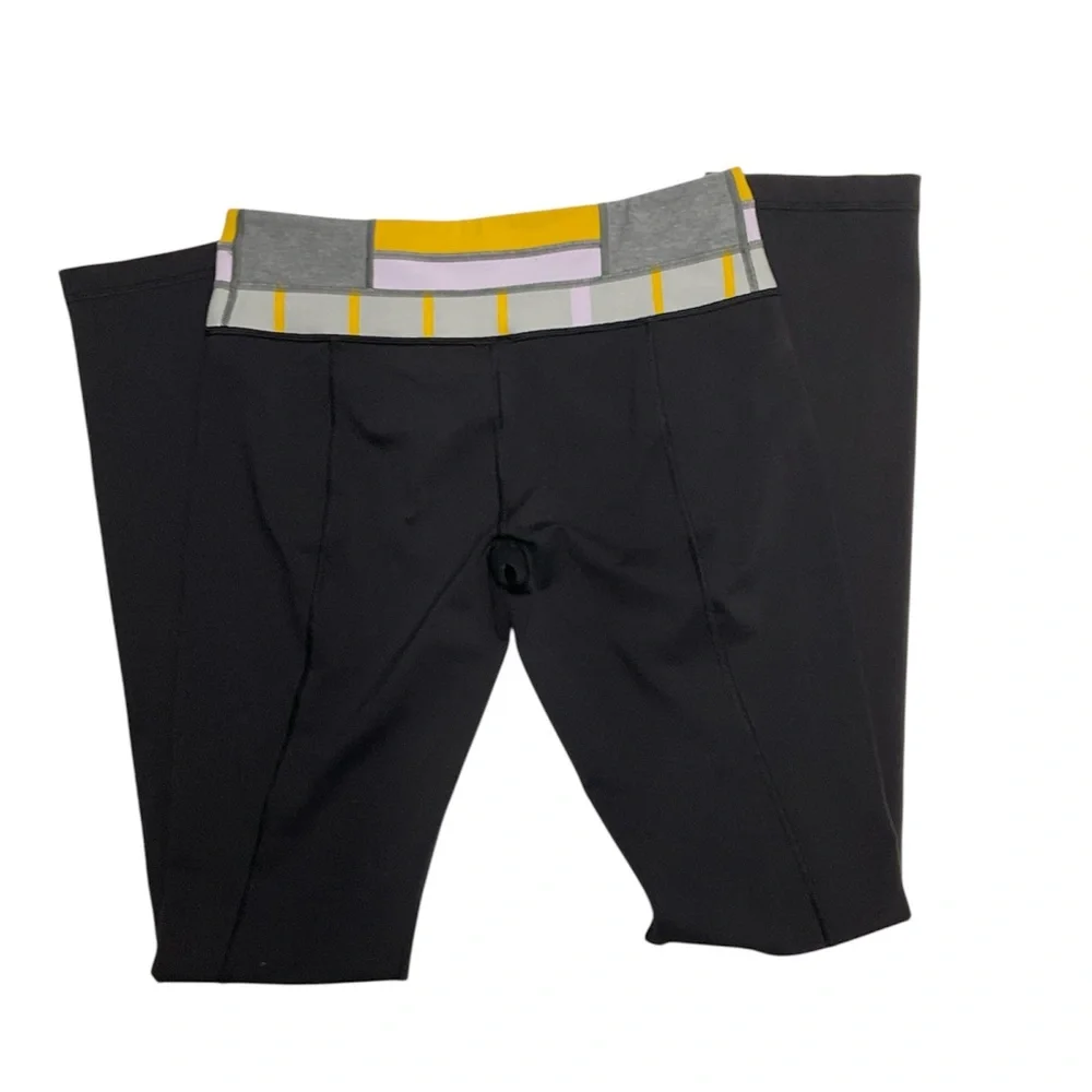 Lululemon Black‎ Yoga Leggings Size 8 Colorblock Waistband